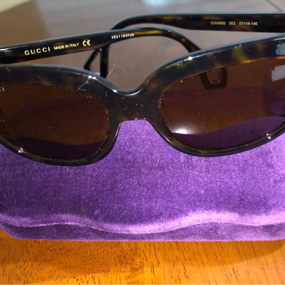 Gucci Havana Tortoiseshell Sunglasses 57mm Brown Lens Women’s NEW Authentic - Picture 3 of 16